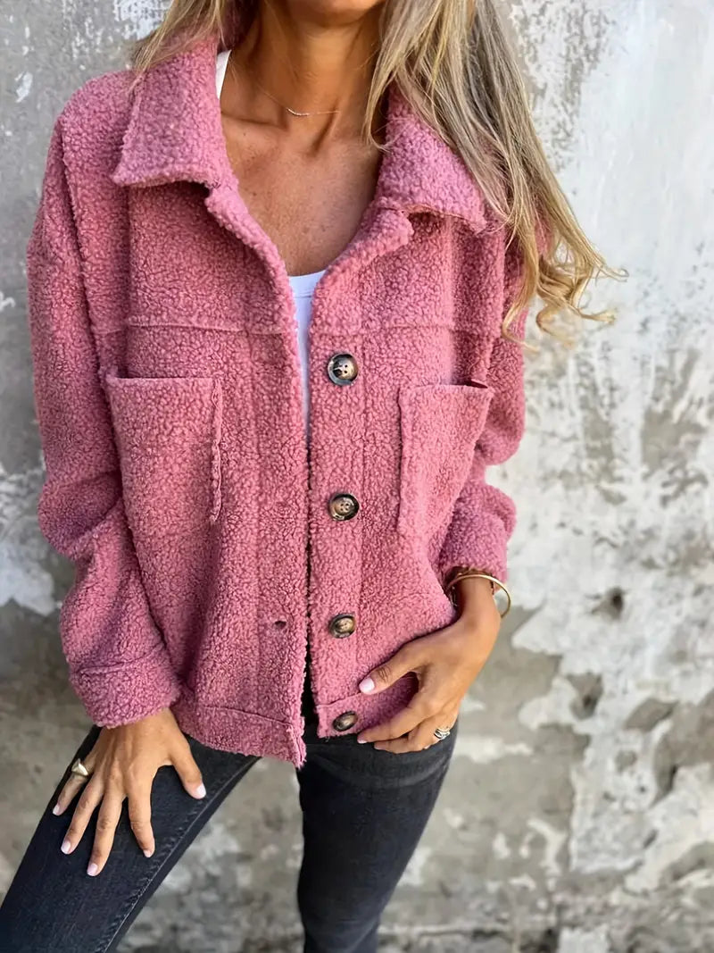 Quinn | Casaco Feminino Oversized Teddy com Botões