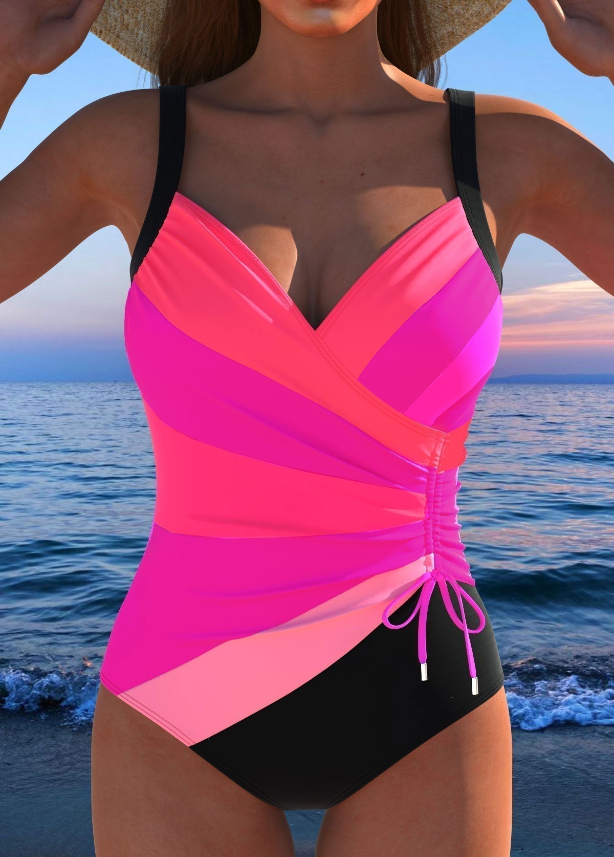 Maiô Feminino Estampado Decote Transpassado