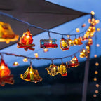 Thea | Luzes de Camping LED | Guirlanda Decorativa com Motivos de Tenda e Caravana | Branco Quente
