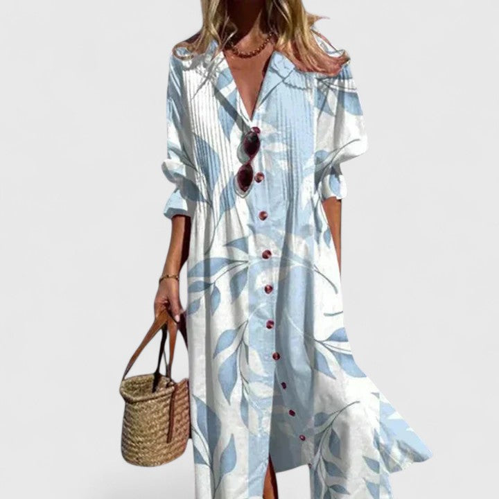 Vestido Maxi Feminino Boho Estampado Meia Manga