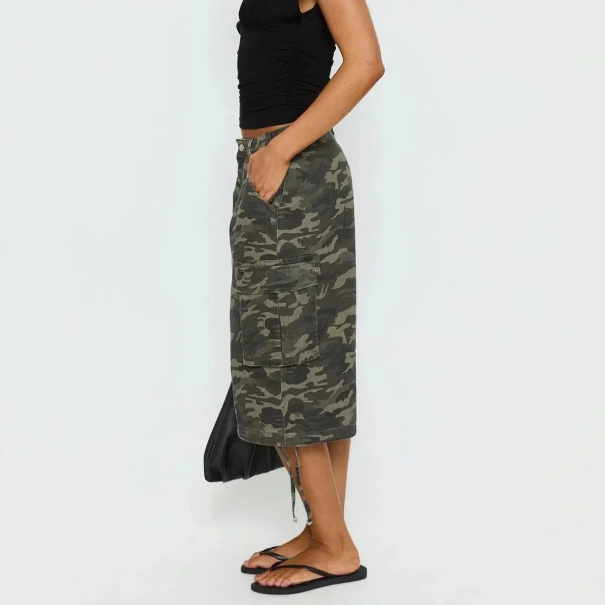 Odette | Calções Cargo Femininos Camuflados Longline Largos