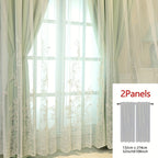 Reva | Cortinas Bordadas Fadas | Filtragem de Luz, Conjunto 2 Painéis | 100% Poliéster, Argolas