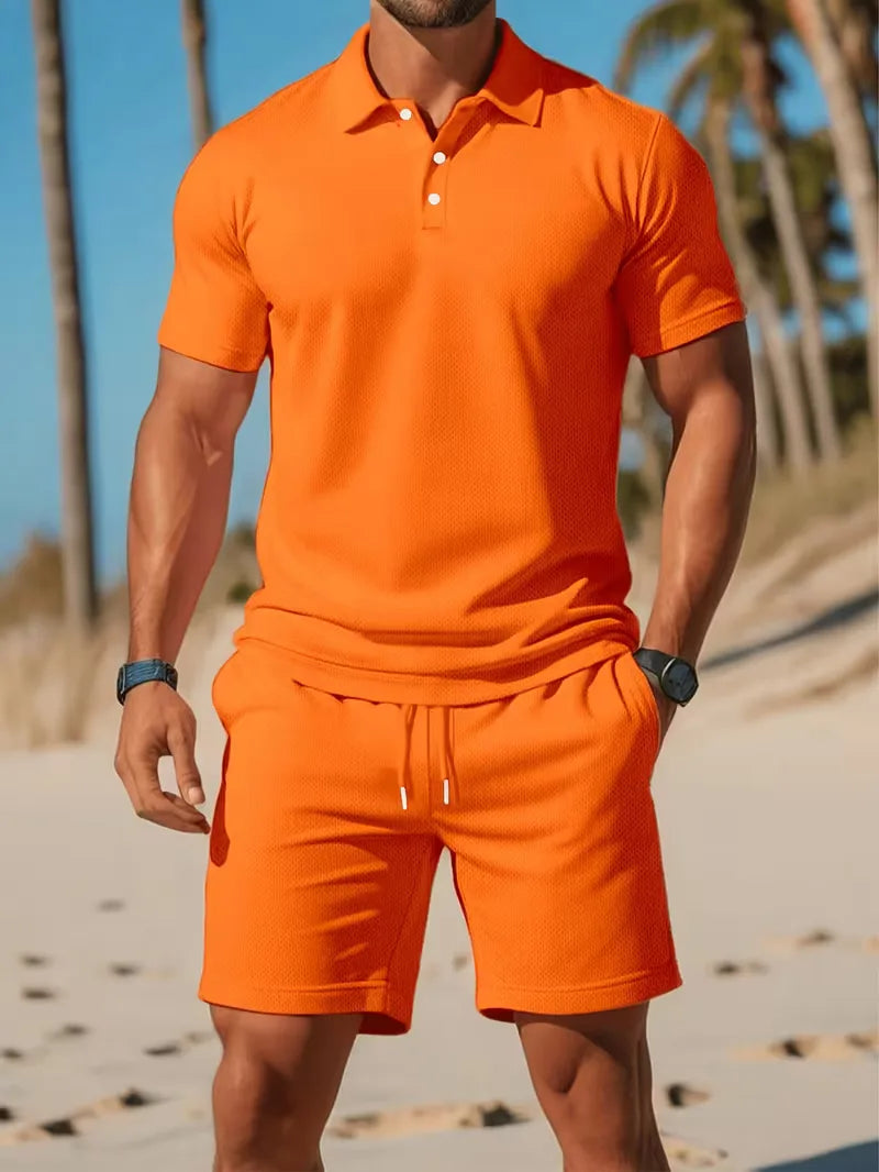Conjunto de Shorts para Homem | Polo e Calção | Poliéster