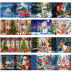 Neela | Kit de Cartões de Natal com Diamond Painting | 12 Unidades, Pai Natal e Animais | DIY Criativo
