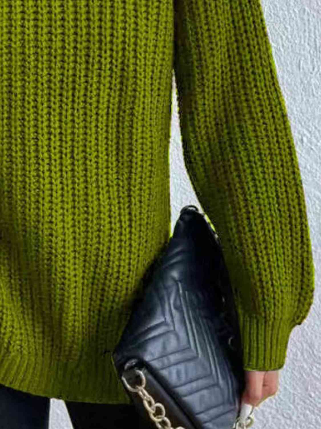 Perla | Camisola Feminina Gola Alta Canelada com Fenda Lateral