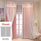 Reva | Cortinas Bordadas Fadas | Filtragem de Luz, Conjunto 2 Painéis | 100% Poliéster, Argolas