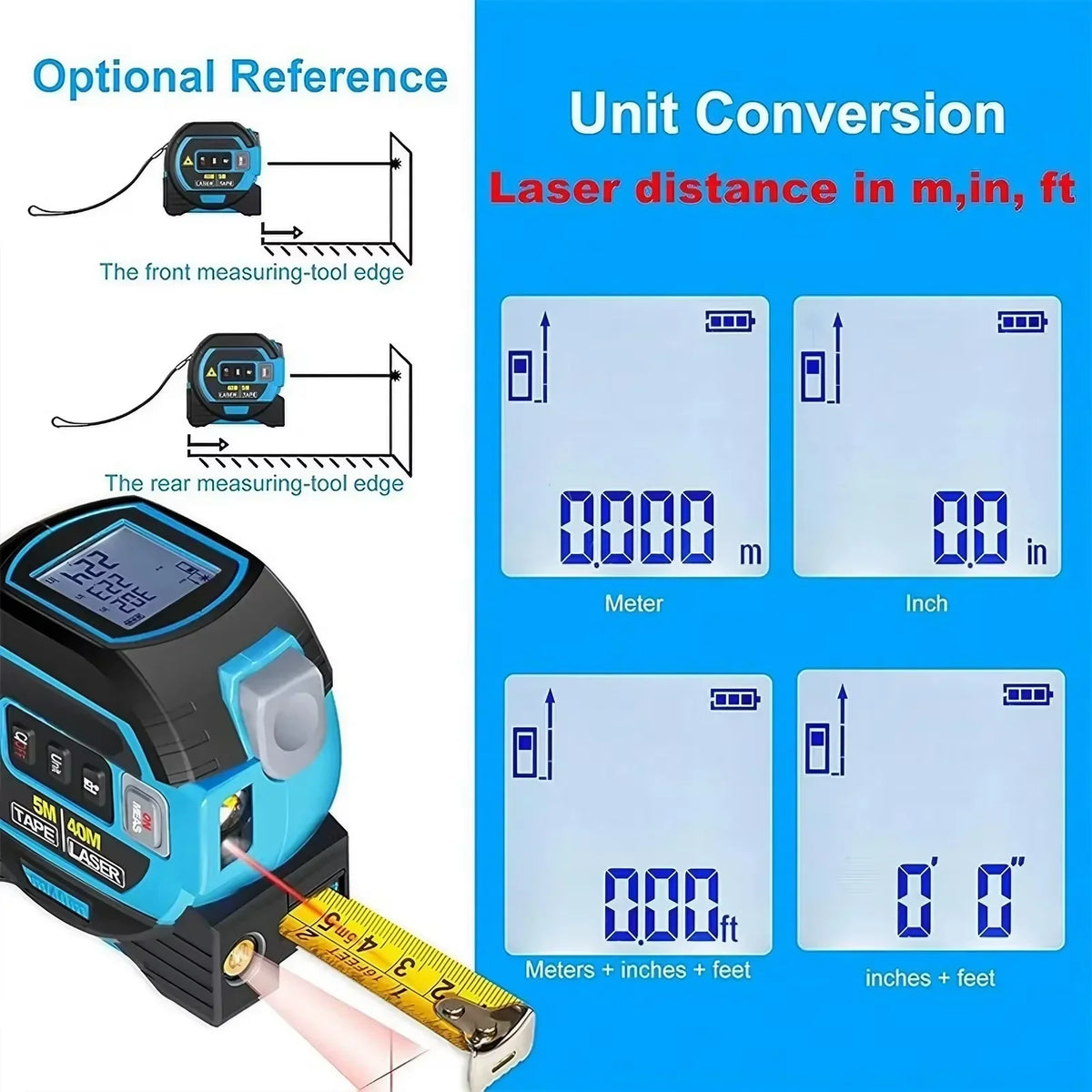 Trena Laser 3 em 1 | Medição Digital 40/60M Infravermelha | Odette