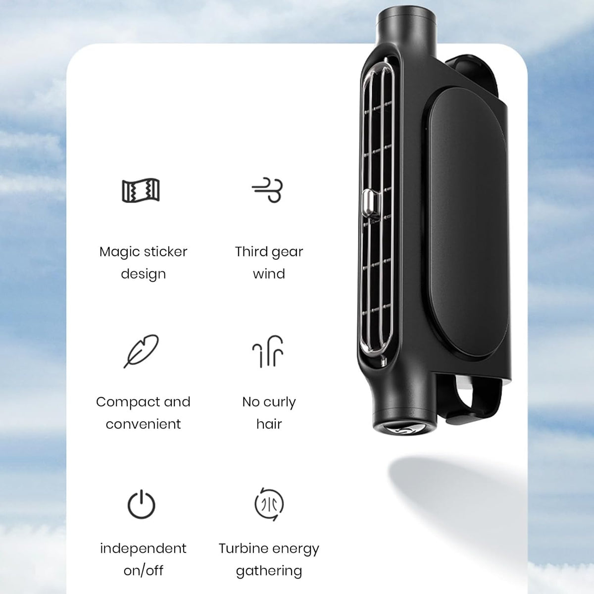 Dione | Ventilador USB para Carro | 3 Velocidades, Suporte Encosto de Cabeça | Conjunto 2 Unidades
