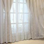 Reva | Cortinas Bordadas Fadas | Filtragem de Luz, Conjunto 2 Painéis | 100% Poliéster, Argolas