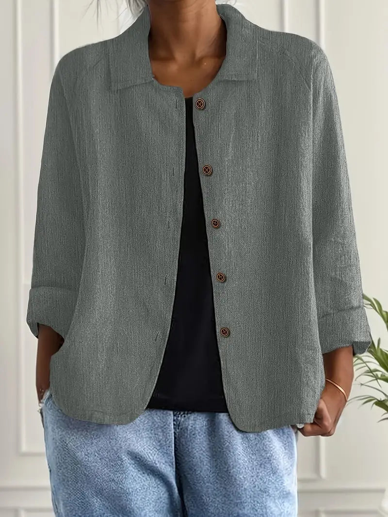 Cardigan Feminino | Algodão e Linho, Tecido Leve | Estilo Camisa, Casual Chic
