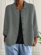 Cardigan Feminino | Algodão e Linho, Tecido Leve | Estilo Camisa, Casual Chic