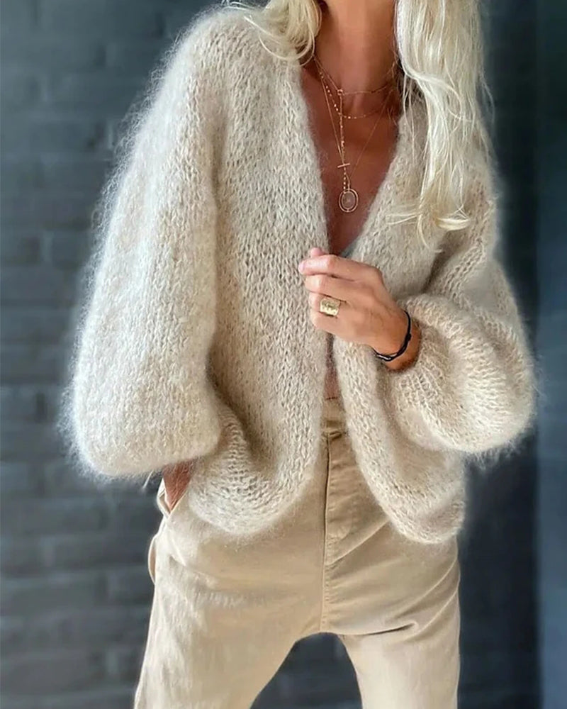 Xanthe | Mulher Cardigan Macio Confortável Corte Largo