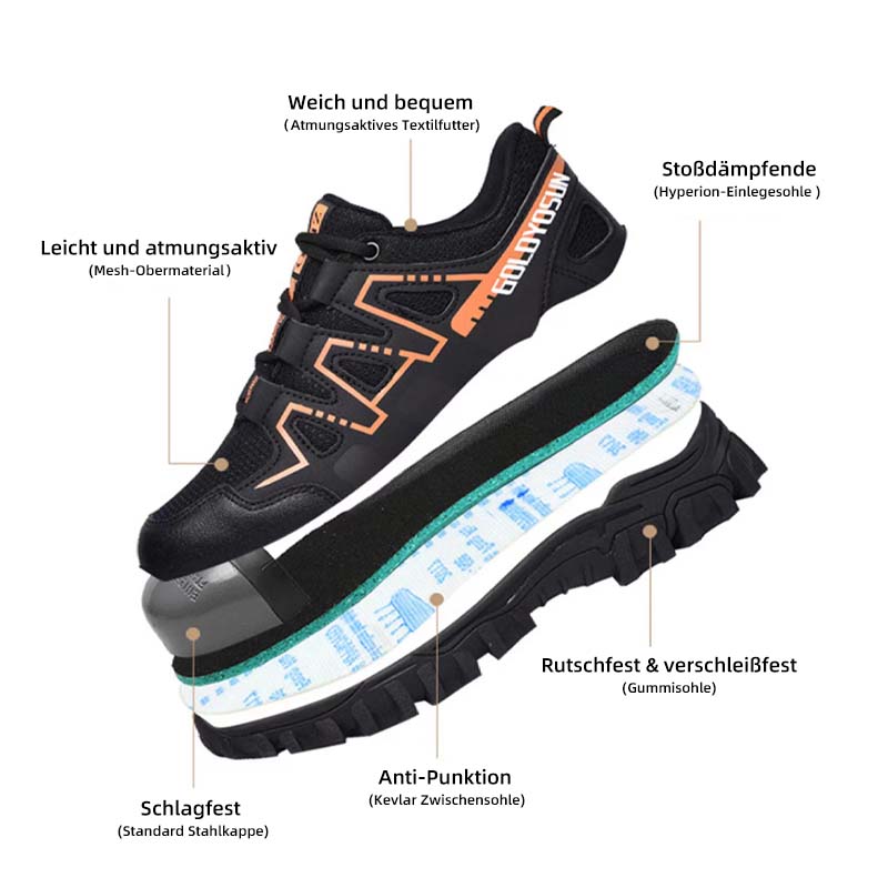Luna | Sapatos de Segurança com Biqueira de Aço | Leves, Antiderrapantes e Respiráveis | Proteção Anti-Esmagamento