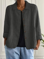 Cardigan Feminino | Algodão e Linho, Tecido Leve | Estilo Camisa, Casual Chic