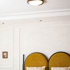 Veda | Candeeiro de Teto Flush | Efeito Madeira, Luz Tri-Cor | Tecido Moderno