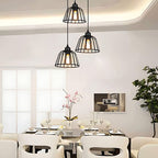 Wynne | Lustre LED Industrial Retro | Gaiola de Ferro Preto | 1 ou 3 Luzes