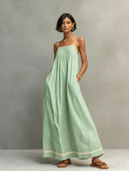 Ondina | Vestido Maxi Feminino Riscas com Alças Finas