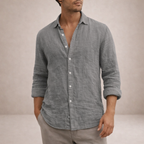 Luna | Homem Camisa de Linho Casual Manga Longa