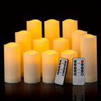 Valentina | Velas LED sem Chama | 12 Unidades, Impermeáveis, com Timer e Telecomando | Cor Marfim