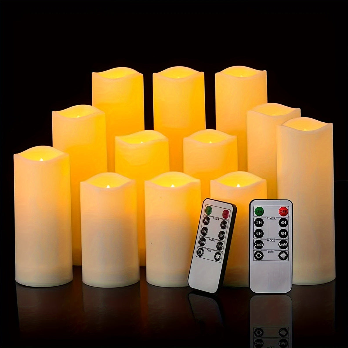Valentina | Velas LED sem Chama | 12 Unidades, Impermeáveis, com Timer e Telecomando | Cor Marfim