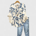 Amara | Blusa Feminina Floral Mangas 3/4 com Babados