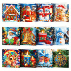 Linnea | Kit de Pintura Diamante DIY | 12 Cartões de Natal e Aniversário | Boneco de Neve e Rena