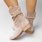 Ondine | Botins Slouch Femininos Bico Redondo com Dobra