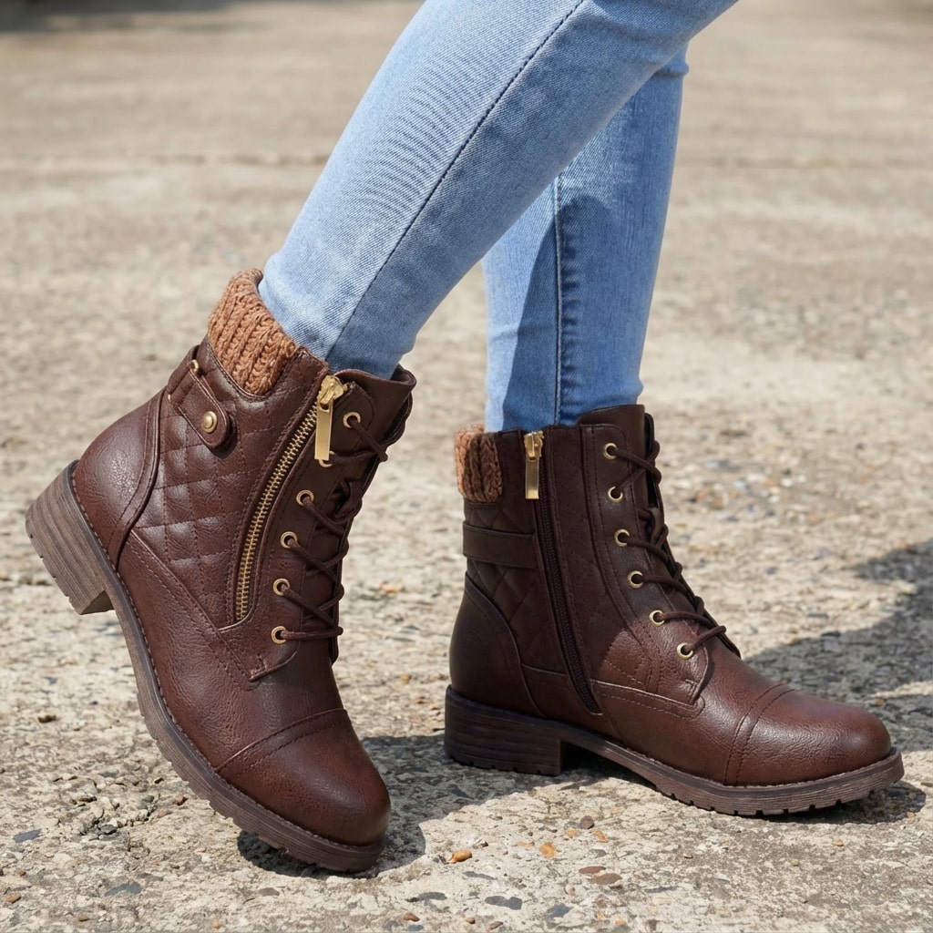 Romilly | Botins de Couro Femininos Salto Bloco