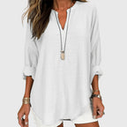 Valentina | Camisa Feminina Fluida Gola Redonda Manga Longa