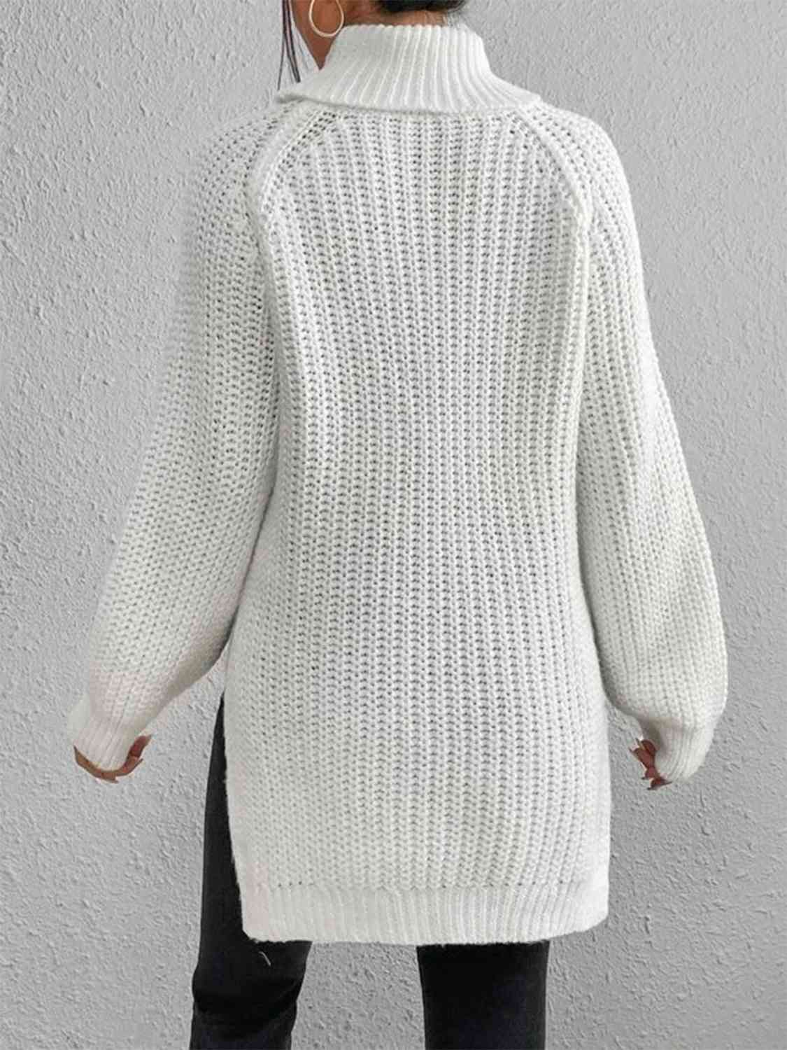 Perla | Camisola Feminina Gola Alta Canelada com Fenda Lateral