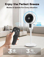 Nina | Ventilador de Coluna | Oscilação 3D, 3 Modos, Silencioso 26dB | Altura Ajustável