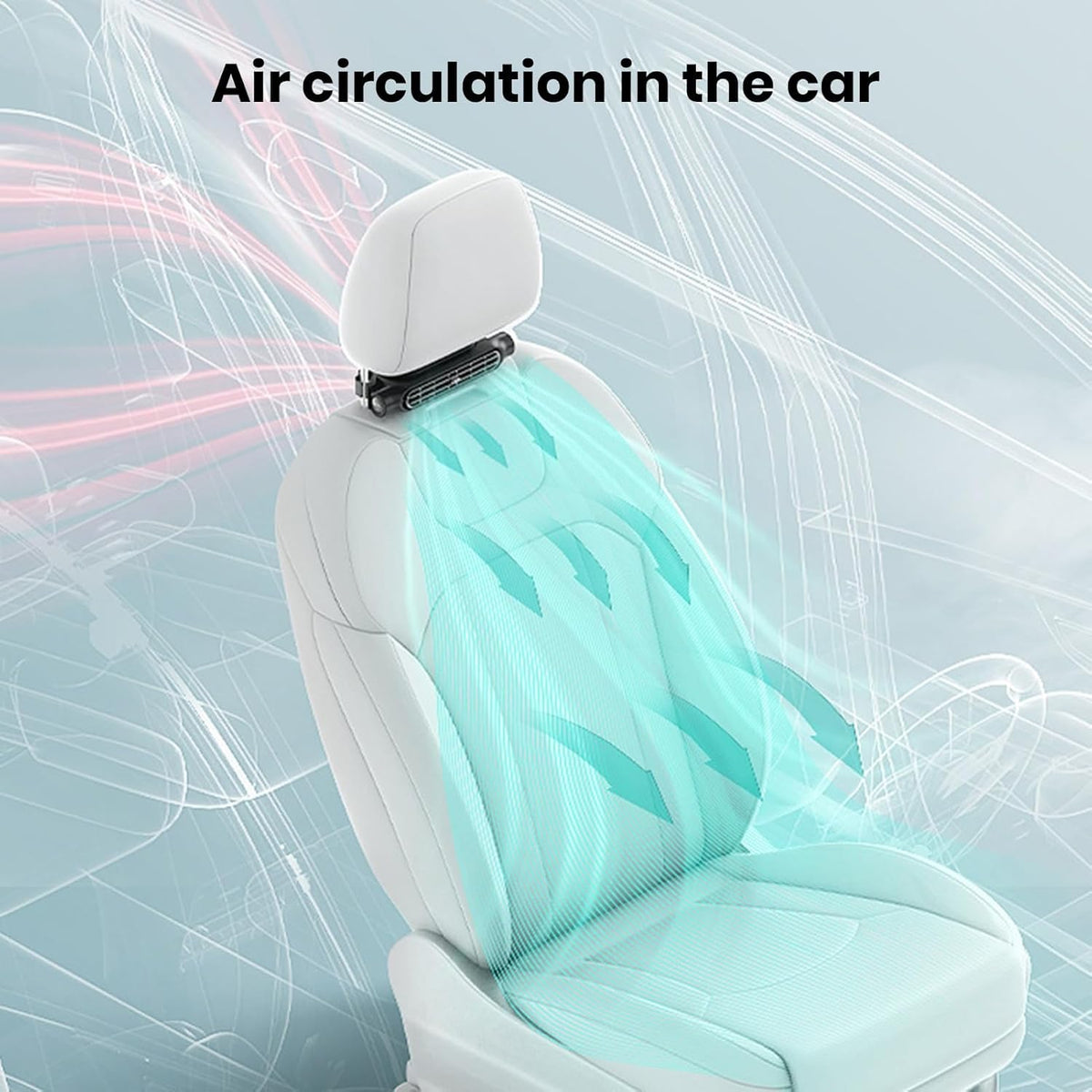Dione | Ventilador USB para Carro | 3 Velocidades, Suporte Encosto de Cabeça | Conjunto 2 Unidades