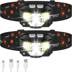 Zinnia | Lanterna Frontal LED Recarregável | Sensor de Movimento, 1200 Lúmens | Pack 2
