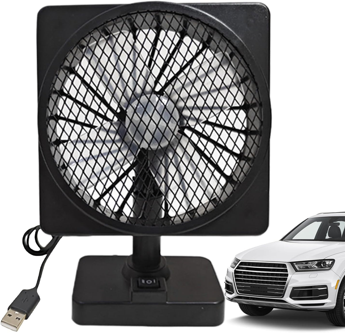 Xena | Ventilador de Carro USB 12V | 360° Rotação, Silencioso | Compacto