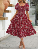 Vestido Feminino Floral Mangas Bufantes Mini