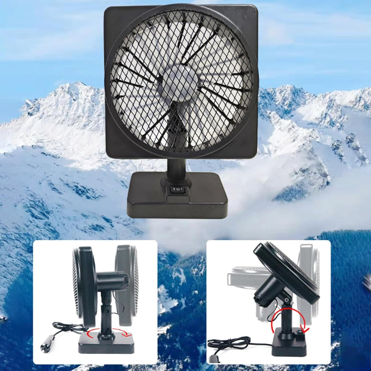 Xena | Ventilador de Carro USB 12V | 360° Rotação, Silencioso | Compacto