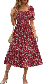 Vestido Feminino Floral Mangas Bufantes Mini