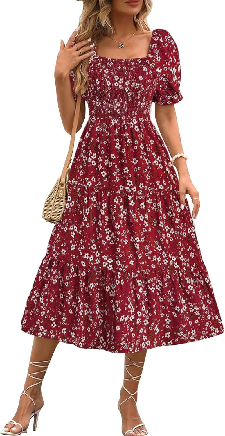 Vestido Feminino Floral Mangas Bufantes Mini