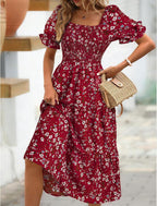 Vestido Feminino Floral Mangas Bufantes Mini