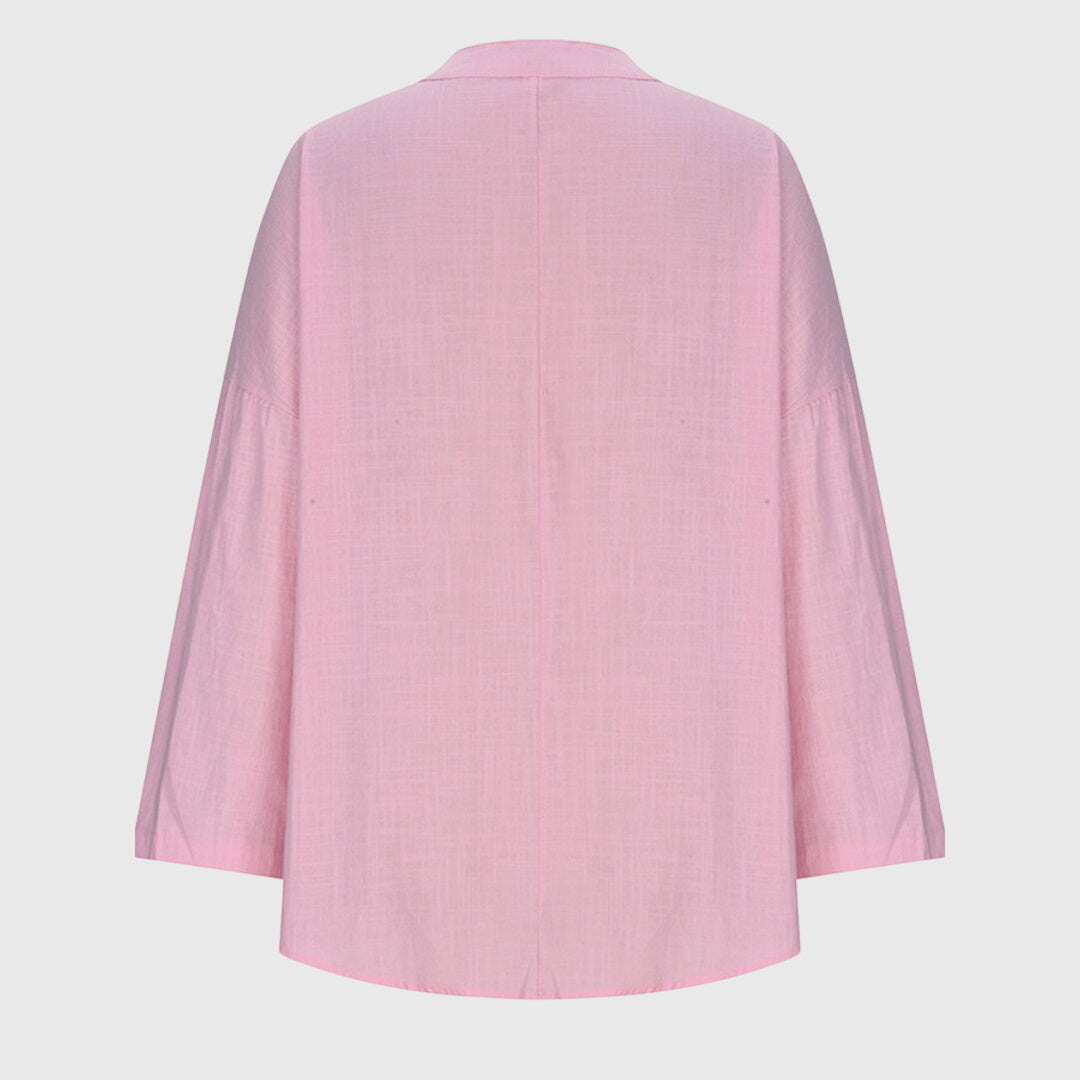 Valentina | Camisa Feminina Fluida Gola Redonda Manga Longa