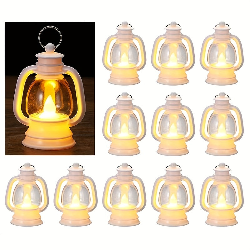 Alba | Lanternas LED Vintage de Natal | 12 Peças, Luz Tremeluzente | Decoração Festiva