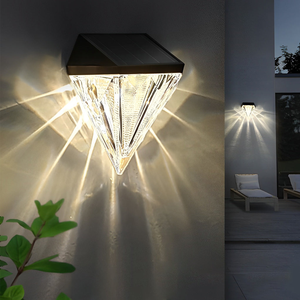 Cleo | Candeeiro Solar de Parede LED | Preto, Geométrico, À Prova de Água | 2 Unidades