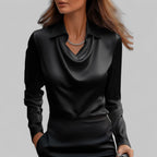 Mulher Blusa Cetim Gola Xale