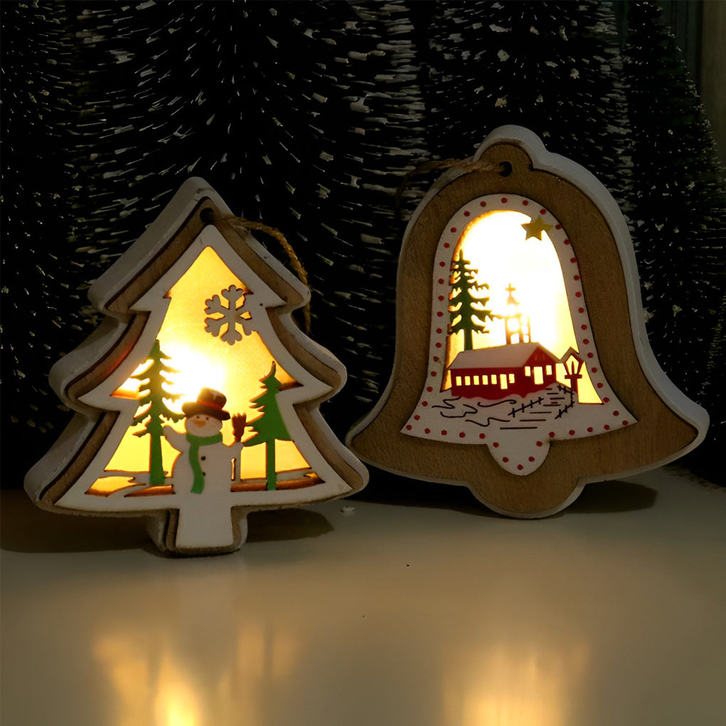 Uma | Enfeites de Natal em Madeira | Decoração Suspensa, Formas Natalinas | 2 Peças