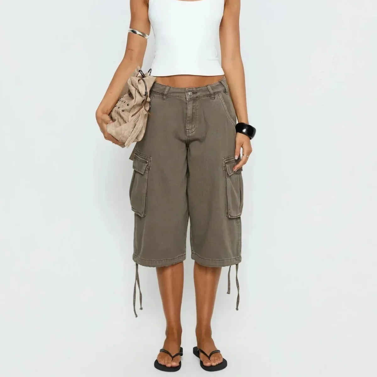 Odette | Calções Cargo Femininos Camuflados Longline Largos