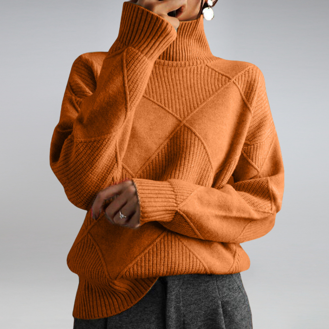 Camisola caxemira gola alta feminina, quente e elegante