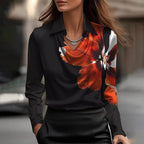 Kestrel | Blusa Cetim Feminina Manga Longa Decote Cascata