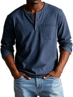 Homem Camisa Henley Manga Longa Relaxada