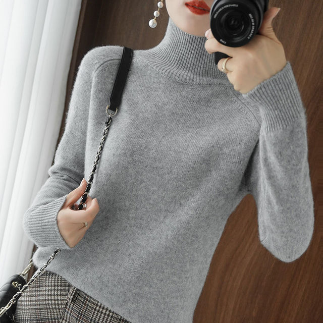 Mulher Camisola Gola Alta Inverno