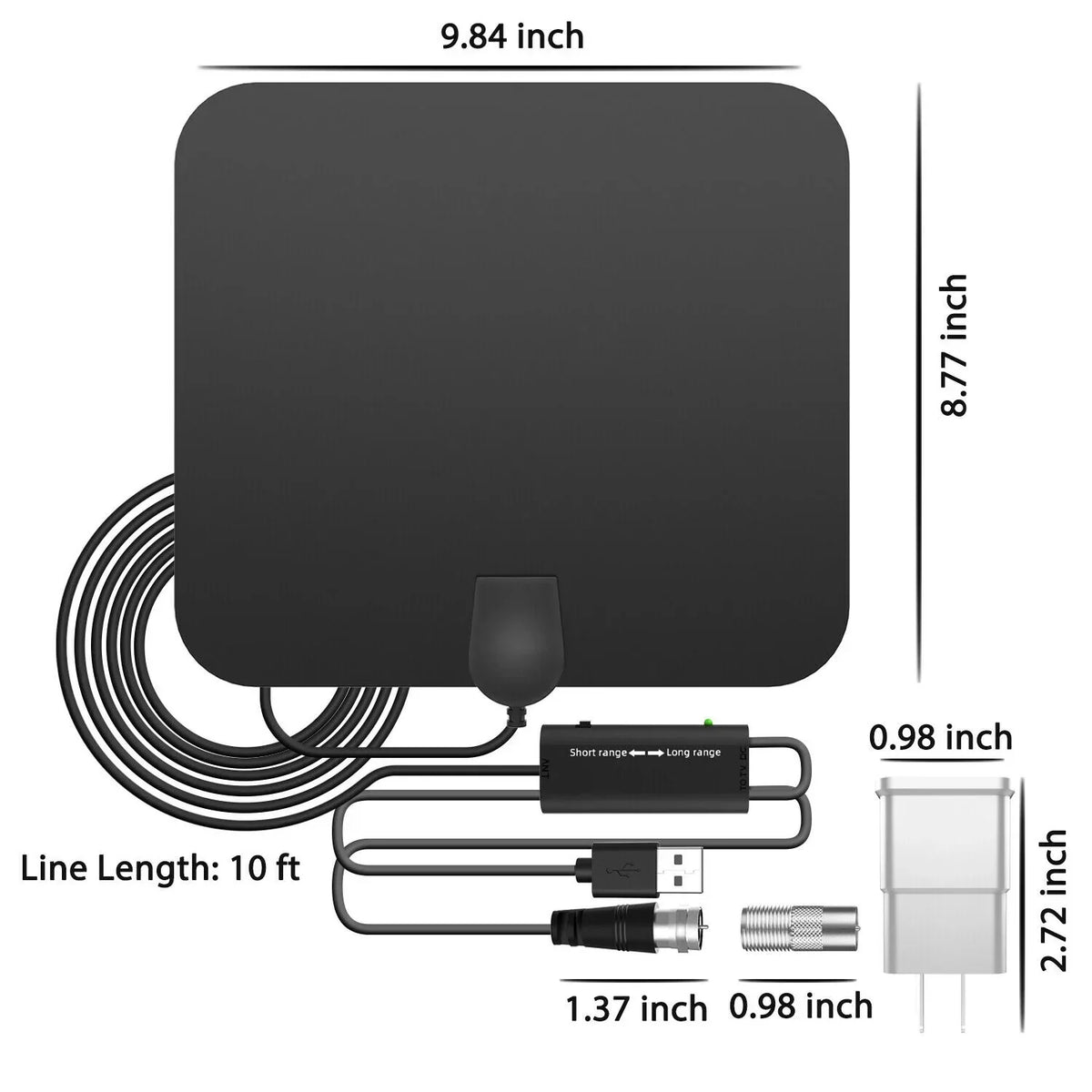 Birdie | Antena HDTV Digital Interior | Amplificador de Sinal, 300 Milhas | UHF VHF